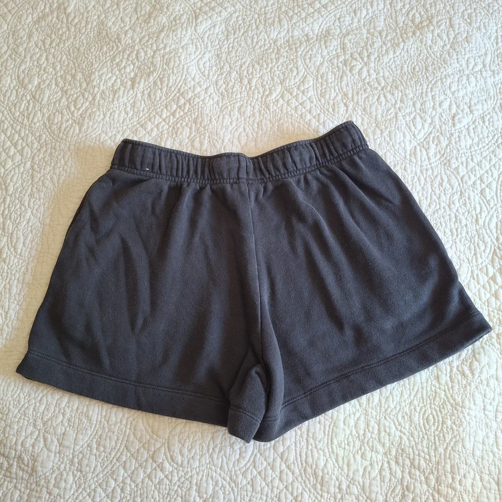 Nike Women's Black Fleece Athletic Shorts with White Swoosh - Picture 2 of 3